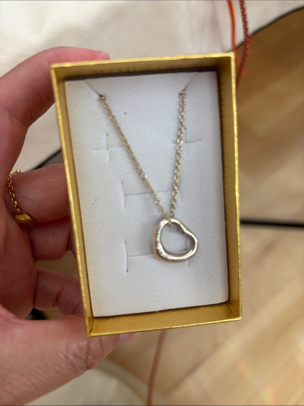 Tiffany & Co. Silver Open Heart Pendant Necklace